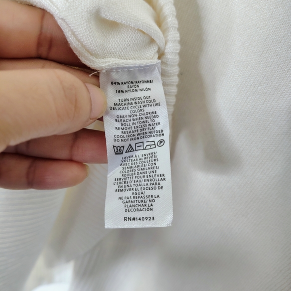 Ann Taylor Factory Embellished Crew Neck Sweater Ivory XL NWT - Yellow Stains - - Picture 9 of 14